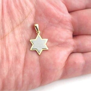 14k Yellow Gold And 14k White Gold solid Jewish
Star Of David Charm /Pendant